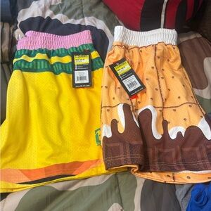 Men's Athletic Shorts Set - Yellow and Orange